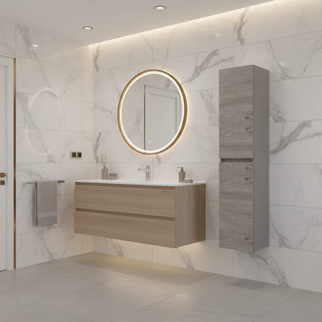Colonna Bagno Sospesa cm 32x140 h modello 'Persona' colore Cenere