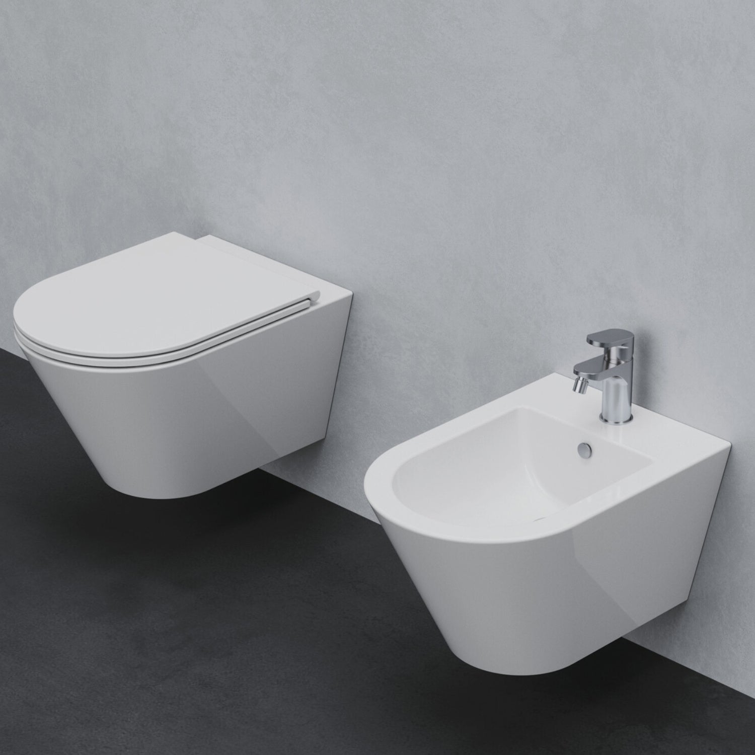 Vaso sospeso 54x37 cm Serie Forma di Azzurra Ceramica con sedile soft close
