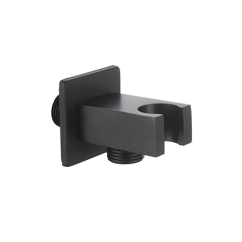 Presa acqua quadra con supporto doccetta RubiFlux - Nero Opaco