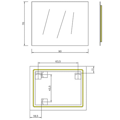 Specchio da bagno 90x70 cm modello Perimetrale Ambiente con led Koh-I-Noor by CeramicStore | Lo specialista del tuo bagno