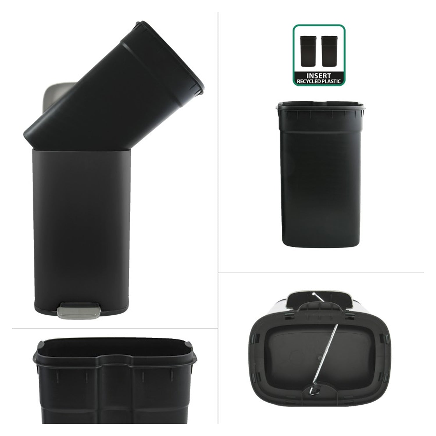 Pattumiera da cucina a pedale capacità  50L modello Akira - Nero Matt