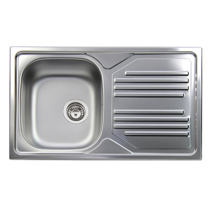 Lavello da cucina in acciaio inox con 1 vasca e sgocciolatoio a destra 86x50 cm by CeramicStore | Lo specialista del tuo bagno