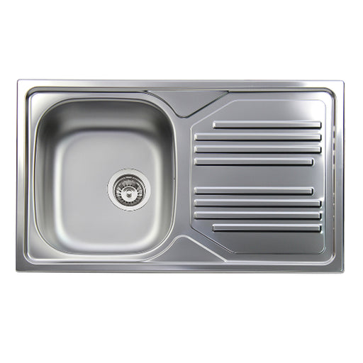 Lavello da cucina in acciaio inox con 1 vasca e sgocciolatoio a destra 86x50 cm by CeramicStore | Lo specialista del tuo bagno