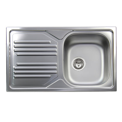 Lavello da cucina in acciaio inox con 1 vasca e sgocciolatoio a sinistra 86x50 cm by CeramicStore | Lo specialista del tuo bagno