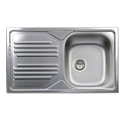 Lavello da cucina in acciaio inox con 1 vasca e sgocciolatoio a sinistra 86x50 cm by CeramicStore | Lo specialista del tuo bagno