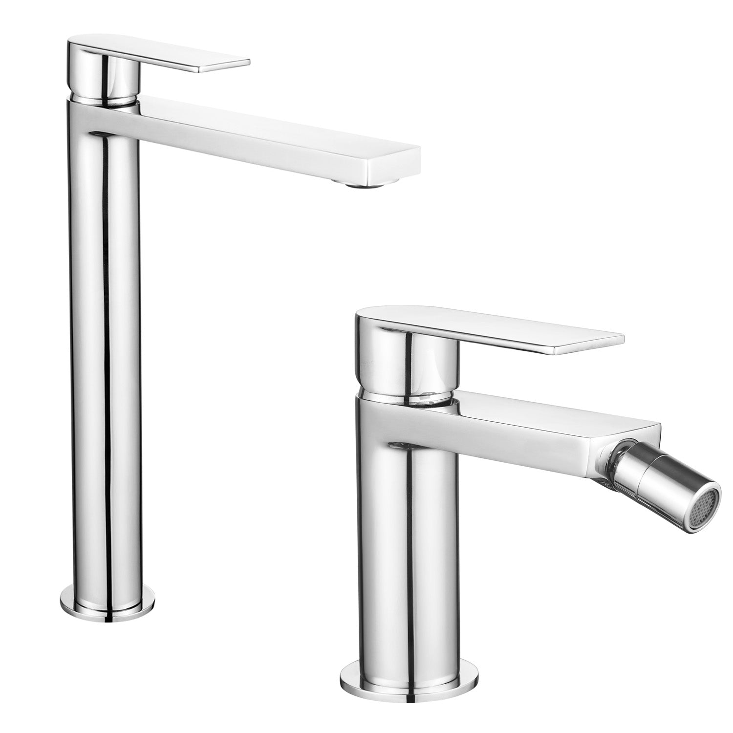 Coppia di miscelatori per lavabo alto e bidet serie Ottomix in ottone cromato by CeramicStore | Lo specialista del tuo bagno