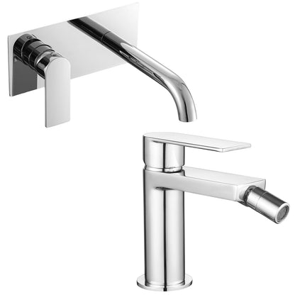 Coppia di miscelatori per lavabo incasso con easy box e bidet serie Ottomix in ottone cromato by CeramicStore | Lo specialista del tuo bagno