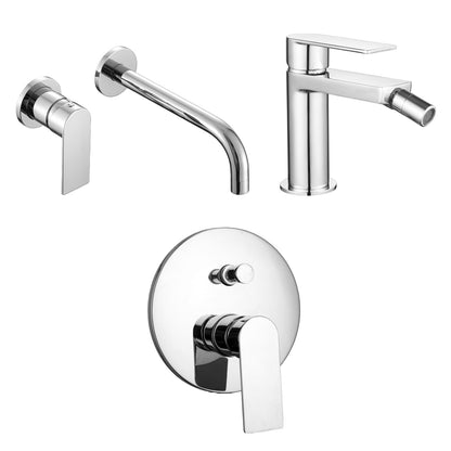 Composizione di miscelatori per lavabo incasso, bidet e doccia a due vie tondo Ottomix cromato by CeramicStore | Lo specialista del tuo bagno