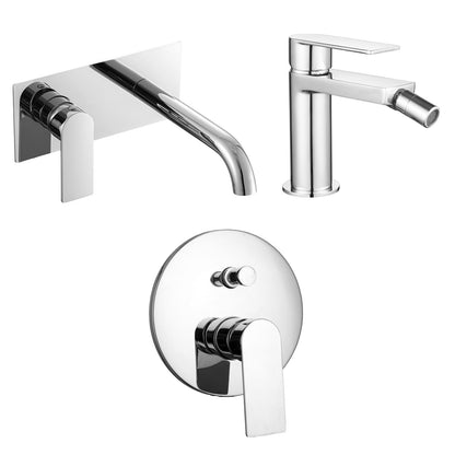 Composizione di miscelatori per lavabo incasso easy box, bidet e doccia a due vie tondo Ottomix cromato by CeramicStore | Lo specialista del tuo bagno