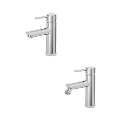 Kit miscelatore lavabo + bidet  RubiFlux serie Paris Modello Brillant in acciaio inox, con piletta clic-clac - Cromato