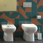 Coppia sanitari filomuro collezione Origin 50x36 cm scarico traslato con copriwater SoftClose