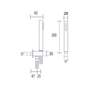 Pratico kit doccia, con punto acqua rettangolare. Doccetta quadrata anticalcare e flessibile doppia aggraffatura 150 cm by CeramicStore | Lo specialista del tuo bagno