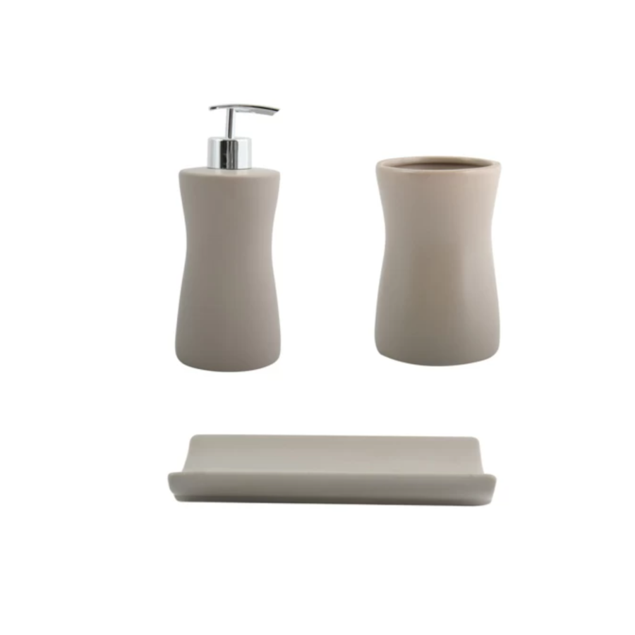 Set 3 accessori bagno in ceramica tortora collezione ATHENA by CeramicStore | Lo specialista del tuo bagno