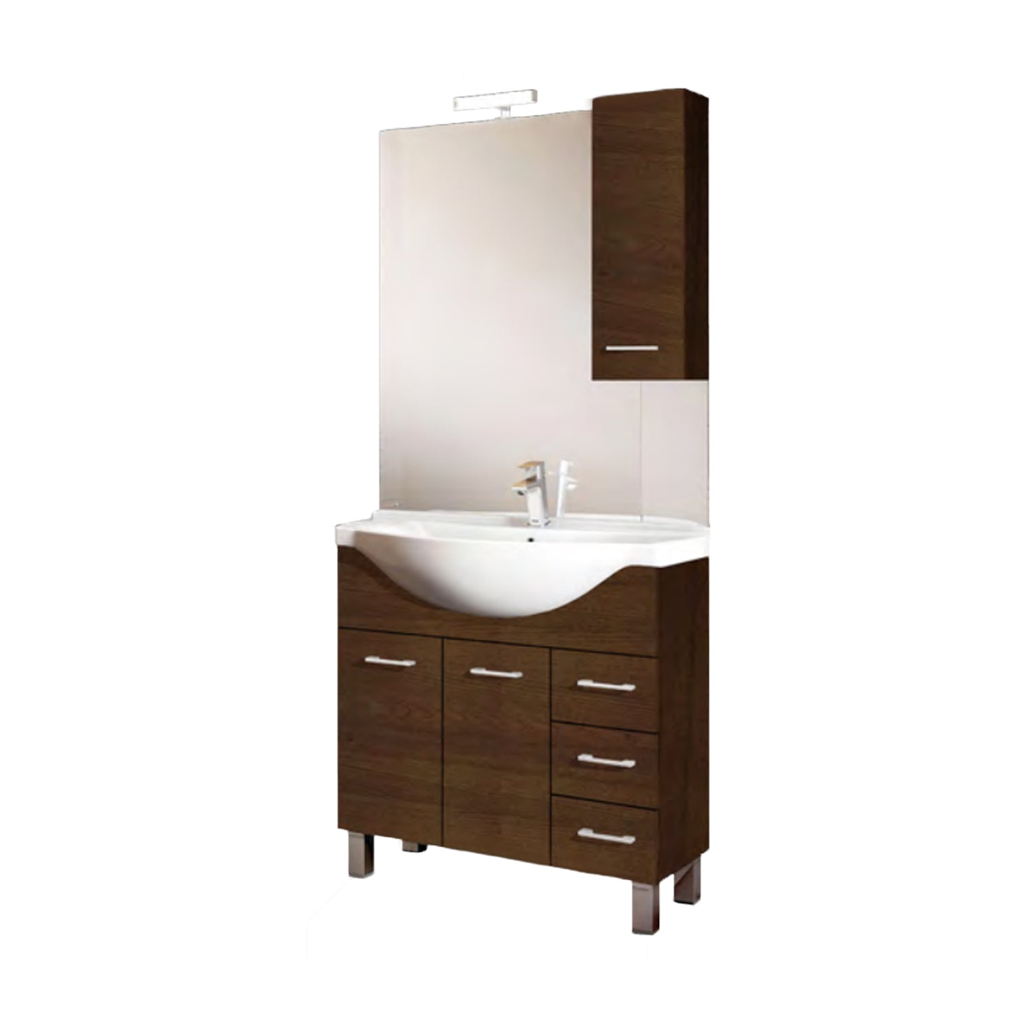 Mobile bagno modello Arianna con base 2 ante, Lavabo e Specchiera finitura Olmo Caffà¨ by CeramicStore | Lo specialista del tuo bagno