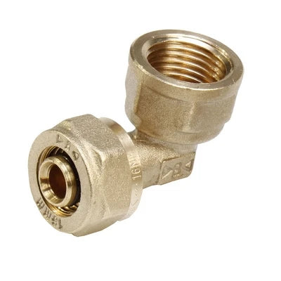 Gomito 90 f/filetto f a compressione per multistrato diam. 1/2 x 16