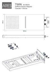 Soffione doccia a muro cascata e pioggia 500x200 mm acciaio inox doppio getto by CeramicStore | Lo specialista del tuo bagno