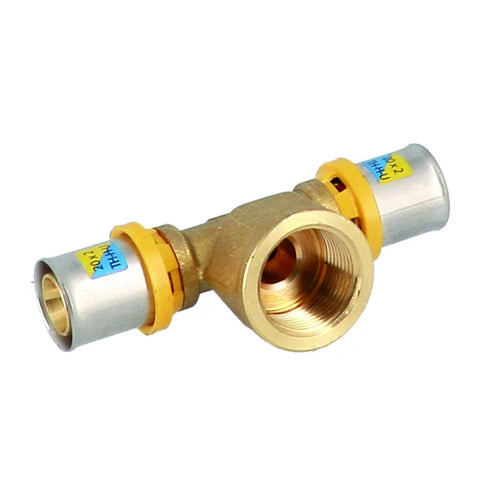 Raccordo a t femmina a pressare per multistrato 20x1/2 x20