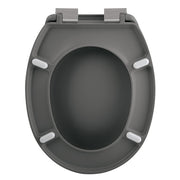 Sedile WC universale modello KLAK realizzato in  Thermo Dur Grigio Opaco Menta e Cerniere in acciaio inox
