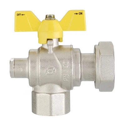 Valvola a sfera gas a squadra futurgas femmina-dado girevole 1 x 1 1/4 dn 25