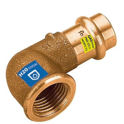 Gomito 90 in bronzo a pressare f x fil f acqua/gas diam. 22 x 1
