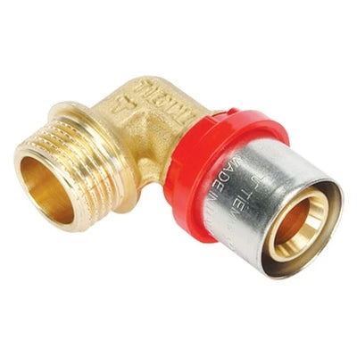 Raccordo press curvo maschio compact per multistrato 20 x 2 0 1/2