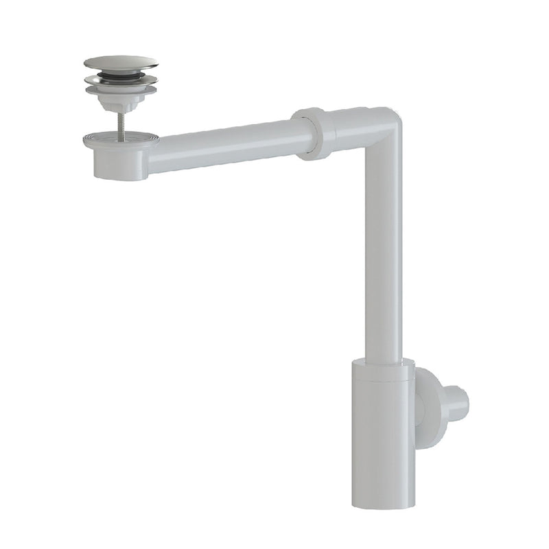 Sifone salvaspazio per lavabi in abs con piletta click clack Minimal D.32 Bianco Opaco