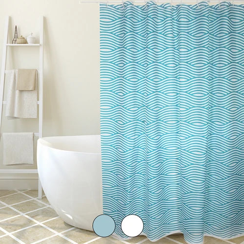 Tenda per doccia in tessuto poliestere wave cm 180x200 turchese