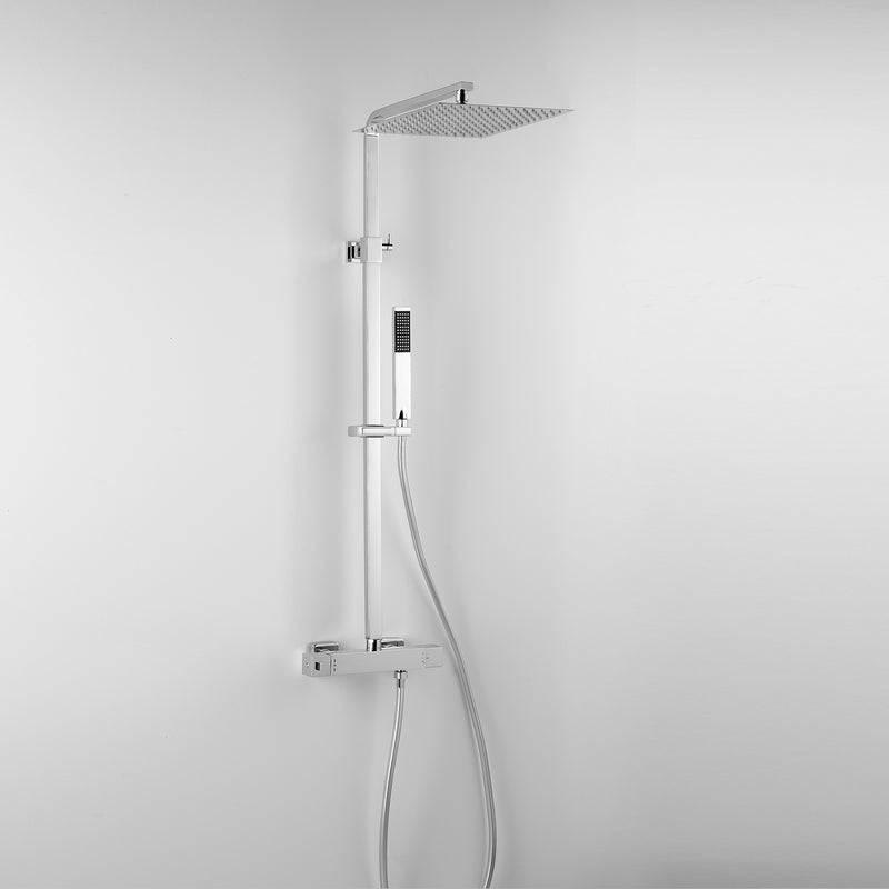 Colonna doccia termostatica squadrata con soffione 30X20 e corpo telescopico by CeramicStore | Lo specialista del tuo bagno