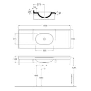 Consolle sospesa in ceramica cm 150x55 con vasca integrata Ceramica Azzurra Size by CeramicStore | Lo specialista del tuo bagno