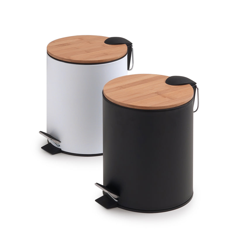 Porta rifiuti 3 litri modello Kenta in bambu'/nero by CeramicStore | Lo specialista del tuo bagno