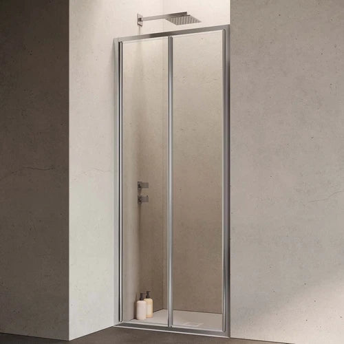 Porta doccia a soffietto cristallo 6 mm hexa cm 77-81 p.nero vetro trasparentearent