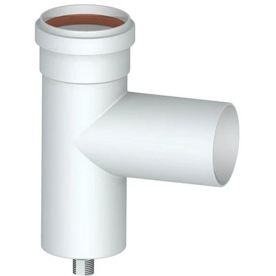 Raccordo a tee 90 con tappo convogliatore condensa diam. 80