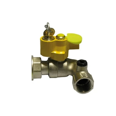 Valvola a sfera gas f/girello a squadra con serratura 3/4 x 1 dn 20x25