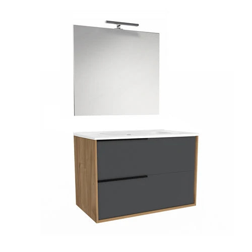Mobile bagno sospeso mod. lisboa consolle l. 80 cm noce bianco opaco