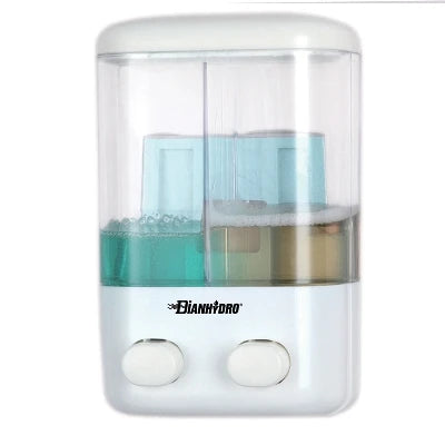 Dispenser di sapone liquido a parete due vani lt 0.48 x 2 h. 220 mm