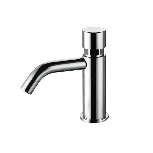 Rubinetto temporizzato time canna tonda per lavabo cromo