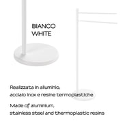 Piantana porta asciugamani in Alluminio e Acciaio Inox modello Mammolo di Gedy - Bianco