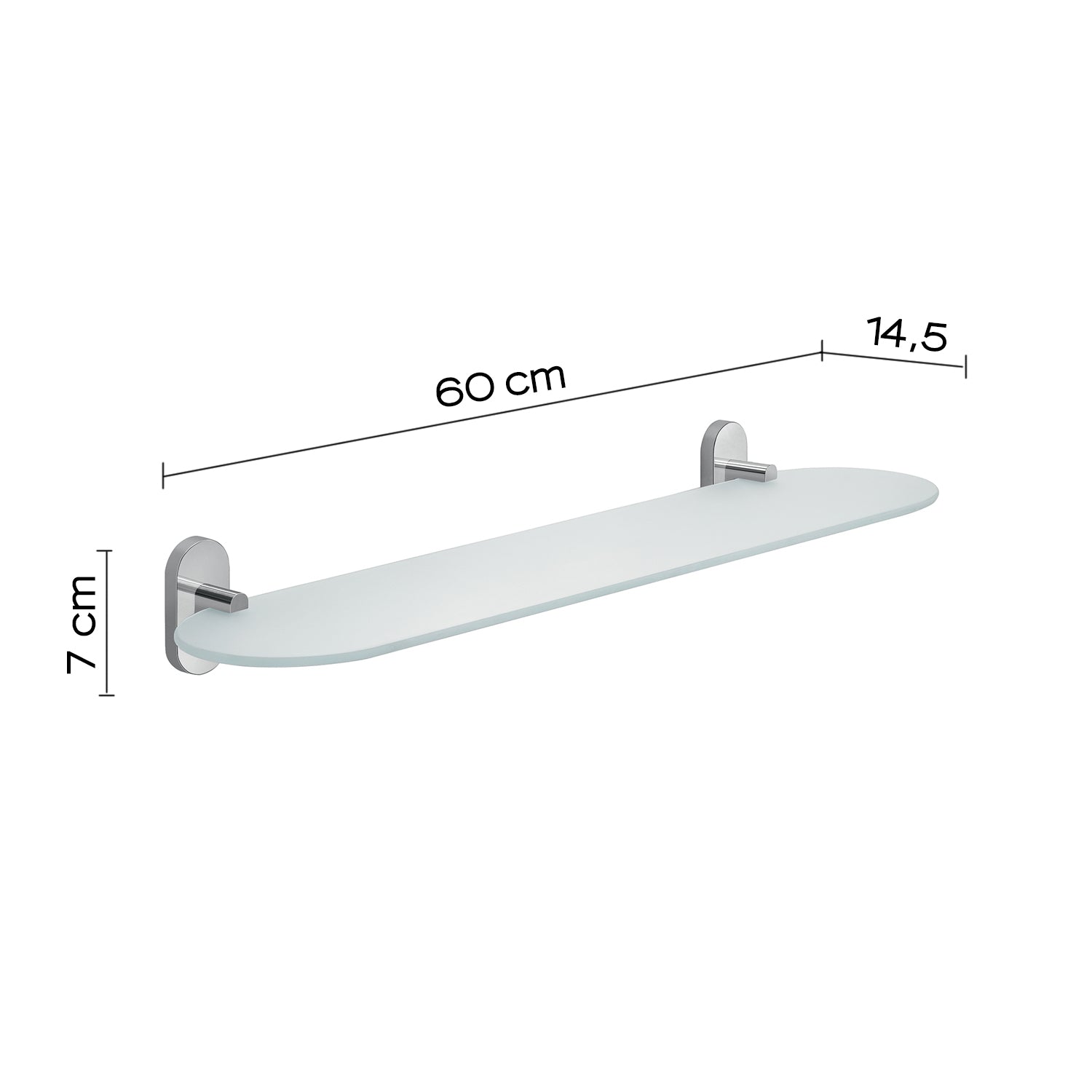 Mensola 60 cm in vetro temperato Gedy serie Febo - Cromato