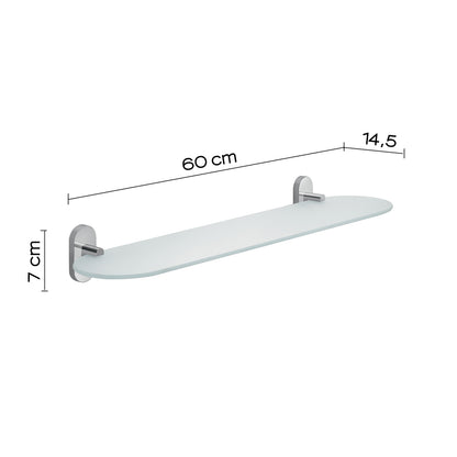 Mensola 60 cm in vetro temperato Gedy serie Febo - Cromato