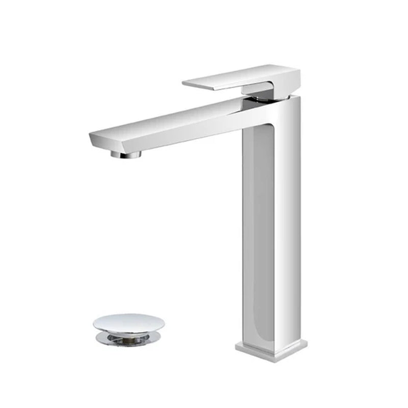 Rubinetto monocomando lavabo alto RubiFlux Collezione Arkon con scarico clic-clac incluso - Finitura Cromata