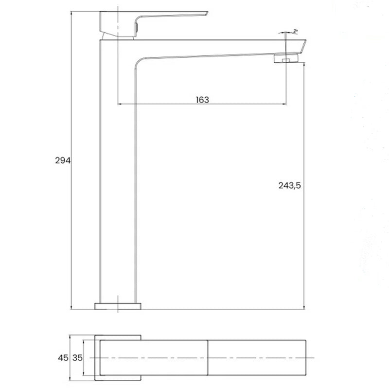 Rubinetto monocomando lavabo alto RubiFlux Collezione Arkon con scarico clic-clac incluso - Finitura Cromata