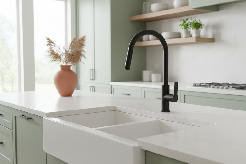 Rubinetto monocomando per cucina con doccino estraibile Rubiflux- Colore Nero opaco