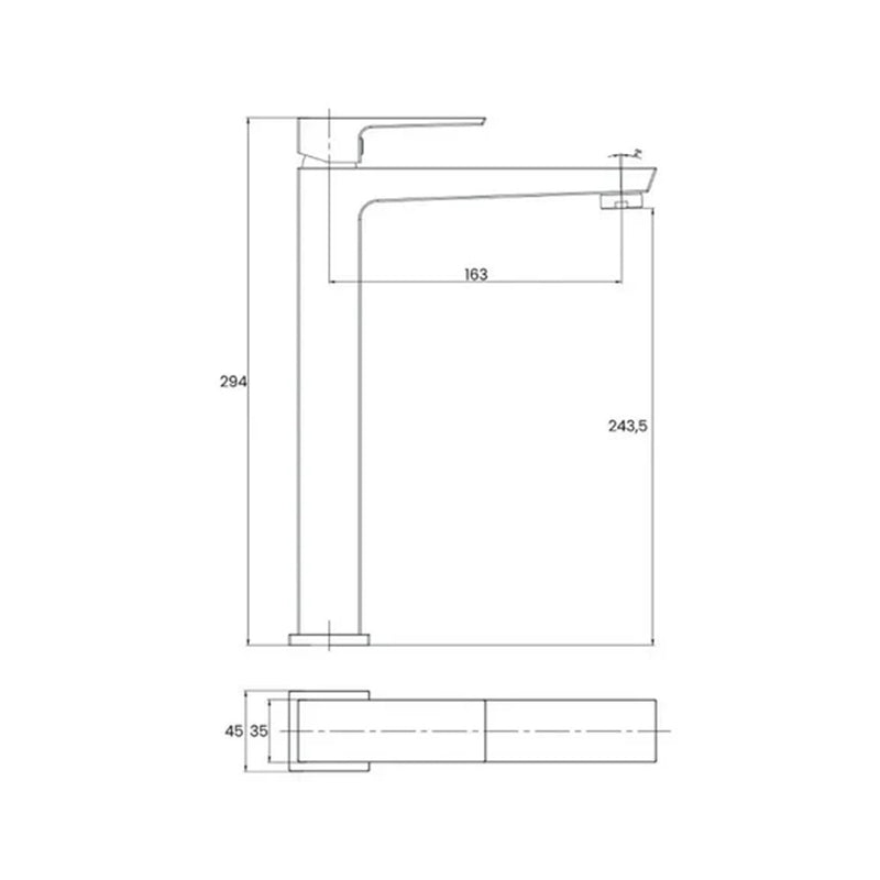 Rubinetto monocomando lavabo alto RubiFlux collezione Arkon con scarico clic-clac incluso- ColoreNero Opaco