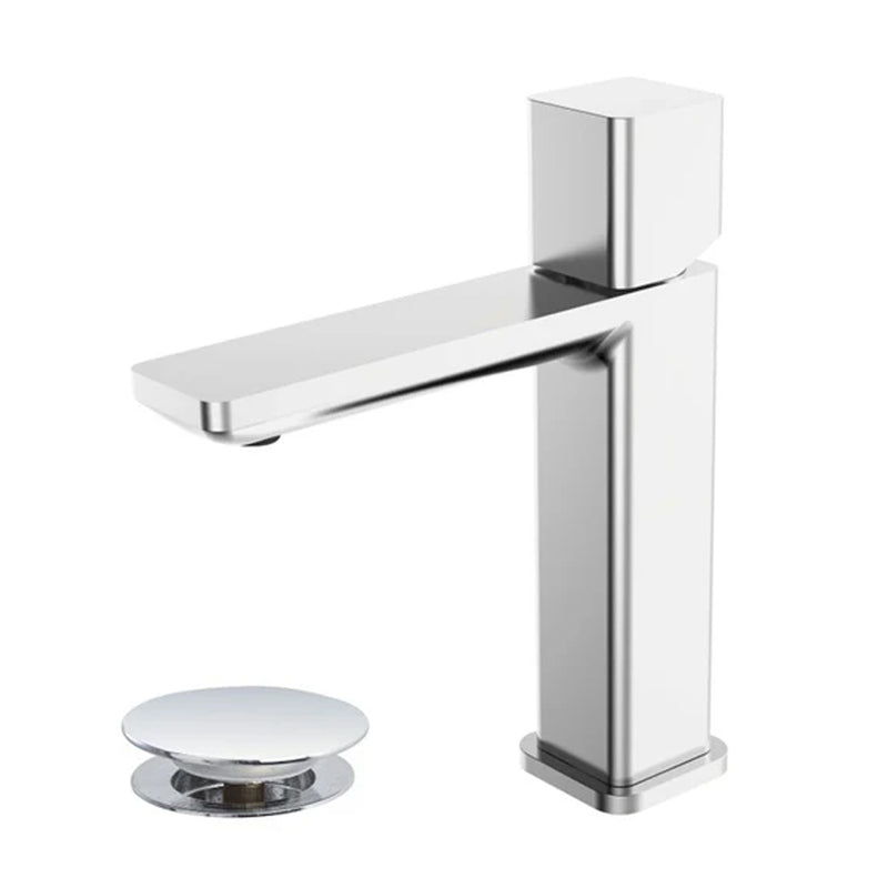 Rubinetto lavabo monocomando in ottone Collezione Lilium Modello Chrome Rubiflux con Piletta clic-clac inclusa - Colore Cromato lucido