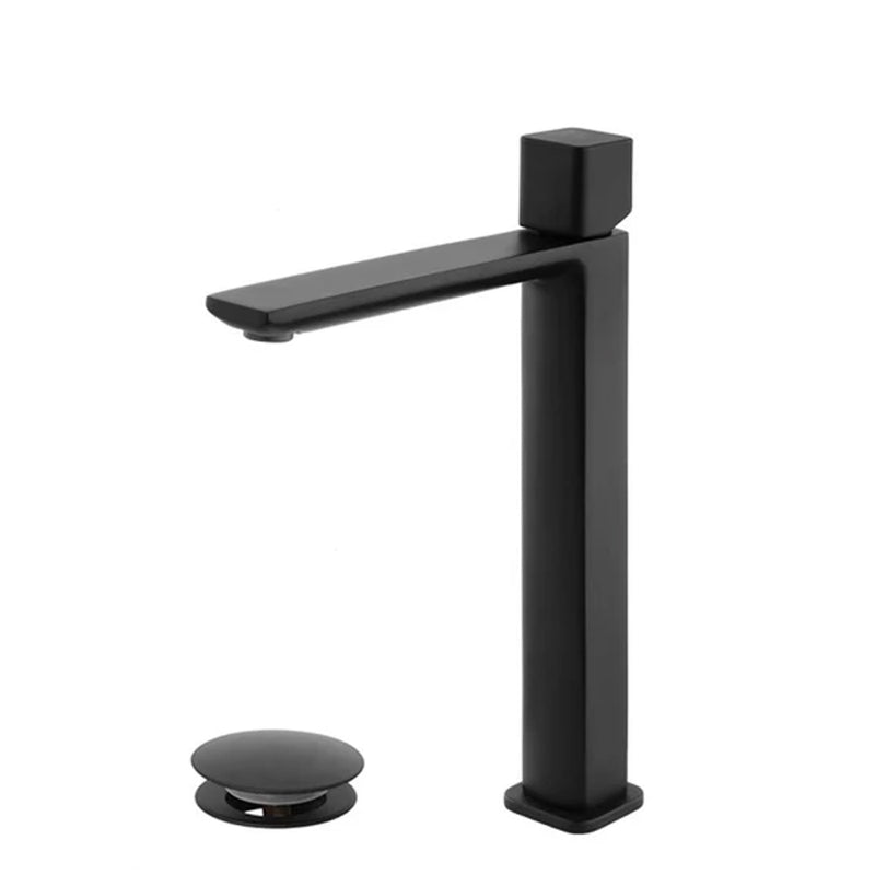 Rubinetto lavabo alto monocomando Collezione Lilium Modello Black Rubiflux  con piletta clic-clac inclusa - Colore Nero Opaco