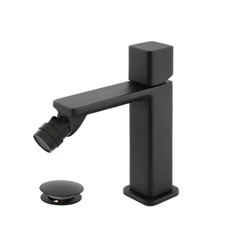 Rubinetto bidet monocomando Collezione Lilium Modello Black Rubiflux con piletta clic-clac inclusa - Colore Nero Opaco