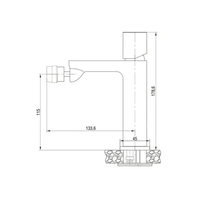Rubinetto bidet monocomando Collezione Lilium Modello Grey Rubiflux con  piletta clic-clac- Finitura Nickel spazzolato
