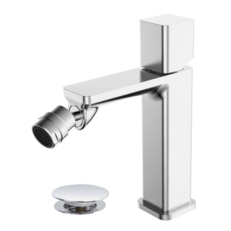 Rubinetto bidet monocomando Collezione Lilium Modello Grey Rubiflux con  piletta clic-clac- Finitura Nickel spazzolato