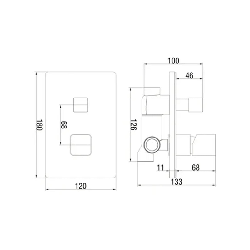 Concealed shower mixer with two-way diverter, Lilium Collection, Grey model, RubiFlux – Brushed nickel