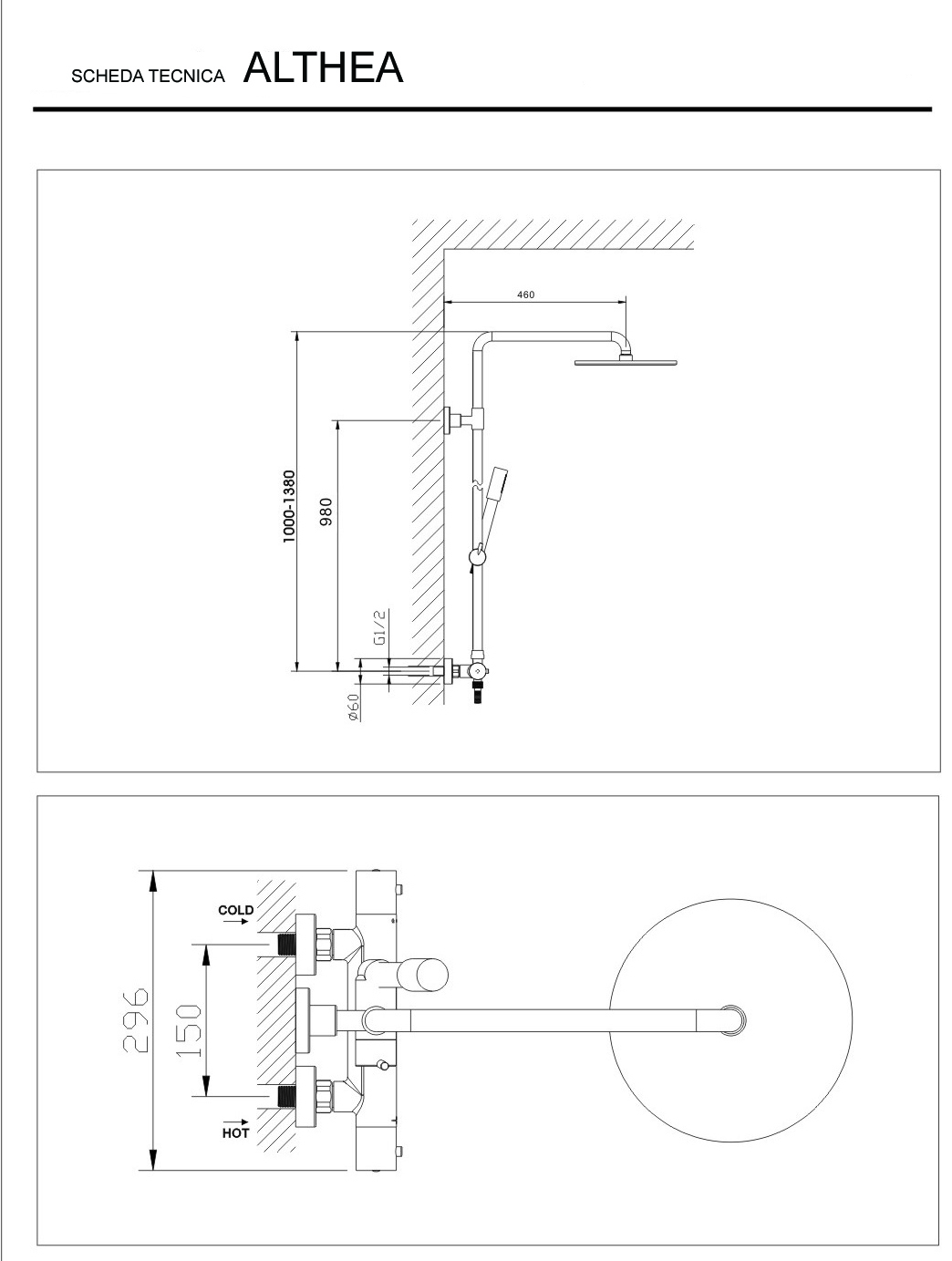 Colonna doccia termostatica tonda con soffione d. 30 e corpo telescopico by CeramicStore | Lo specialista del tuo bagno